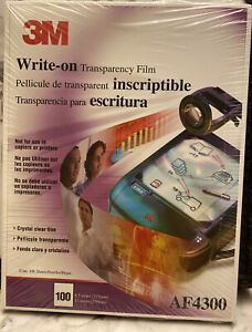 NEW 3M Write-On Transparency Film Sheets 8.5&#034; x 11&#034; AF4300 100. Rare