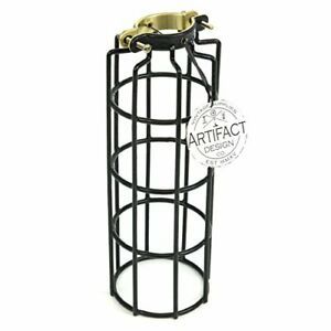 Industrial Design Cylinder Metal Wire Light Cage | Lamp Guard for DIY Wall