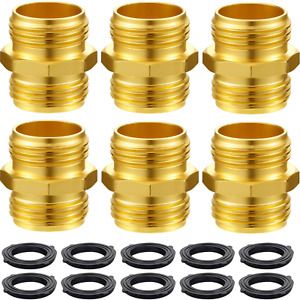 Tatuo 6 Pack 3/4 Inch Garden Hose Double Male Quick Connector Adapter with Extra