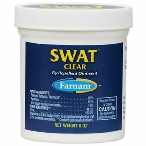 Swat Fly Repel Ointment CLEAR 7oz Equine Dog Wounds Ear Flies Kills Instantly