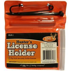 GSM HME-HLH-1 Heavy Duty Zip Lock Red Hunting Fishing License Holder + Pen Combo