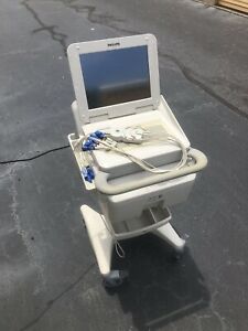 Philips PageWriter TC70 ECG Cardiograph w/Power Adapter,Leads &amp; Rolling Cart