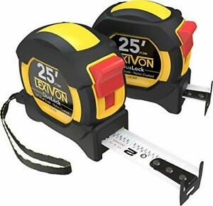 LEXIVON 2-Pack 25Ft/7.5m DuaLock Tape Measure | 1-Inch Wide Blade with Nylon ...