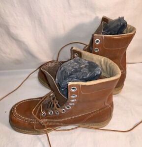Mens 11D STEEL TOE Work Construction Boots HY-TEST NATURE Brown Leather ANSI Z41