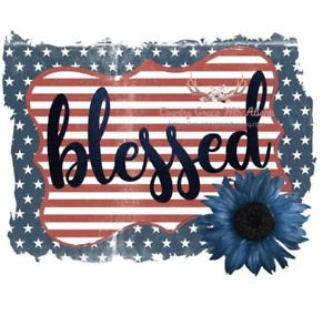 American Flag USA Floral Blessed Sublimation Transfer Ready to Press