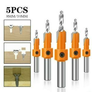 5* Hexagon Shank Countersink Router Drill Bits Set Woodworking Screw Wood Hole