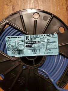 ENCORE WIRE 500&#039; ROLL COPPER 10AWG THHN THWN BLUE STRANDED 1 - WIRE