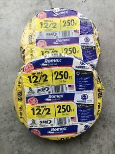 TW0 250’ Rolls Romex 12/2 Wire (500ft Total)