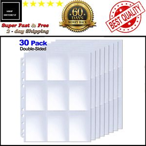 540 Card Album Binder Plastic Protector Sleeves Clear 9 Pocket Pokemon, Baseball