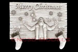 3D Model STL for CNC Router Artcam Aspire Merry Christmas Santa Claus D730