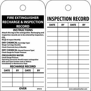 NMC ST515 Accident Prevention Tag quotFire Extinguisher Recharge and Inspection