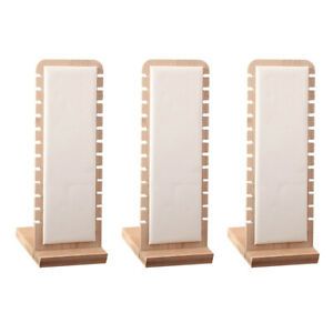 3 Pcs White Necklace Display Stand Jewelry Holder Storage Leather Surface