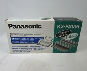 NEW Panasonic KX-FA136 2 Roll Pack Genuine Fax Ink Film Original Sealed Box