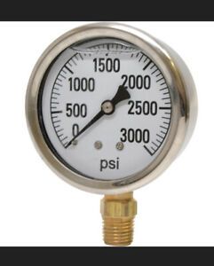 Valley 2 1/2in Stainless Steel Glycerin Gauge-0-3000 PSI #CD-2141GXB3000
