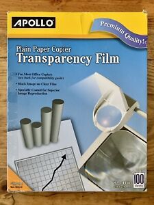 Apollo Plain Paper Copier Transparency Film 8.5”X 11&#034; - Clear (PP100C) 97count