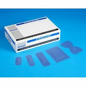 Hypo-allergenic Blue Detectable Washproof plasters - 100 mixed plasters