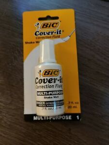 BIC Cover-it White Out correction fluid liquid paper 0.7oz Each -Brand New