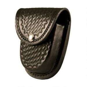 Boston Leather 5514 Rounded Bottom Xl Handcuff Case Brass Snap Basket Weave