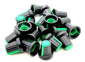 Pack of 20 Hi-Fi CD Volume Tone Control Potentiometer Knob 6mm Green Black