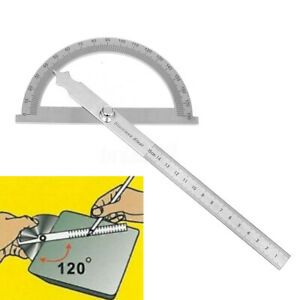 180 degree Detachable Stainless Round Head Rotary Protractor Ruler Measuring