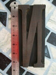LETTERPRESS PRINTING 6&#034; SERIF WOOD TYPE LETTER N