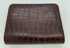 Mundi Mundex Faux Alligator Planner Organizer Address Book w Calculator Brown