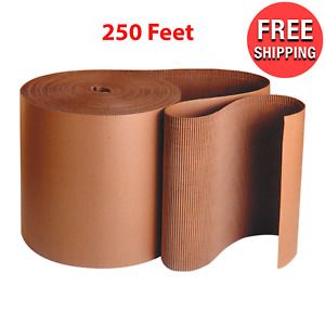 12&#034; x 250 Ft. Long 1 Roll Singleface Corrugated Cardboard A Flute Kraft Flexible