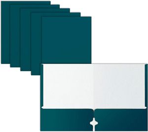 Two Pocket Portfolio Folders, 50-Pack, Teal, Letter Size Paper Teal