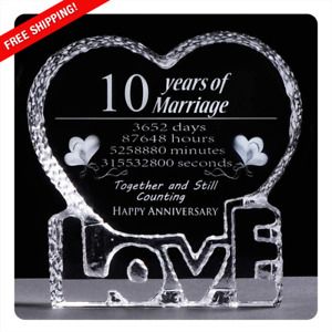 10th Wedding Anniversary Paperweight Keepsake Gift, Wife, Girlfriend, Husband