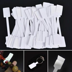 100pcs White Price Label Tags with Hanging String Jewelry Stationery Shoes  B WN