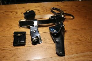 Vintage Gloss Police Duty Belt Size 38 Handcuff Case Holster Ammo Unknown Brand