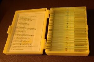 AmScope 25 Glass Prepared Zoological &amp; Botanical Microscope Slides w Plastic Box