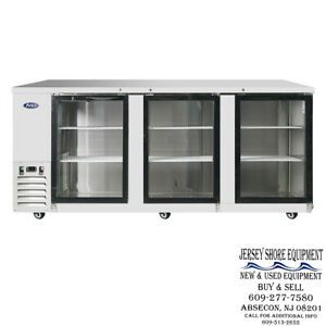 New - MBB90GGR  Atosa 3 Glass Door Bar Coolers Commercial Kitchen SS Inside Out