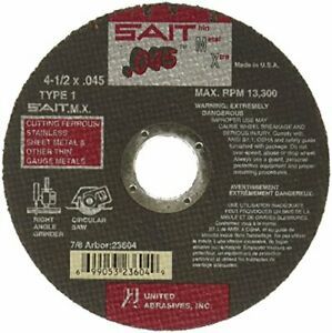 United Abrasives- SAIT 23604 Type 1 4-1/2 by 0.045 by 7/8 TMX Cutting Wheel 5...