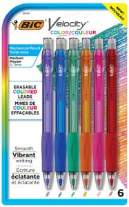 BIC Velocity Pencil With Colored Leads (0.7 mm), Assorted, 6 Pack