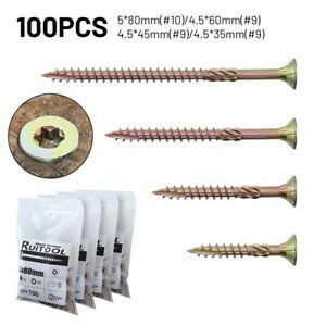 Landscape 100PCS Coated Screws T25 Torx Steel Hardwood Labor-saving Wood Zinc