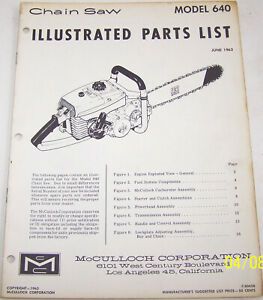 McCULLOCH CHAIN SAW 640 ORIGINAL OEM ILLUSTRATED PARTS LIST