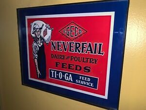 @@ NeverFail Dairy Poultry Feed Farm Barn Garage Advertising Man Cave Sign