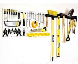 WALLPEG Garage Organizer Kit 96&#034;x24&#034; Pegboard Panels, Bins, Peg Hooks Workbench