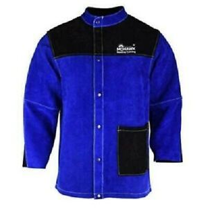 Mohawk Premium Welding Jacket 4XL Flame Resistant Heavy Duty Split Leather Blue