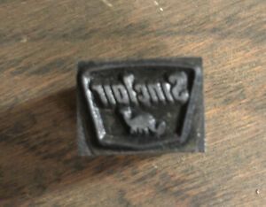 Vtg Sinclair Dino Advertising Printing Press Metal/Wood Stamp Block Ink Plate