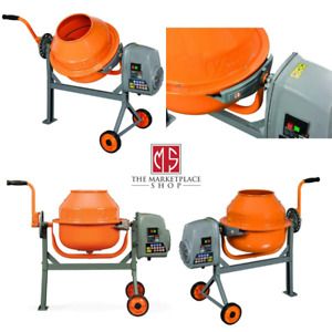 Concrete Mixer 1.6 Cu. Ft. Compact Portable Electric Rugged Low Profile Height