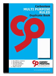 Cherry NCR Multi Purpose Ruled Duplicate Book A5 (210mm x 148mm) 50 sets