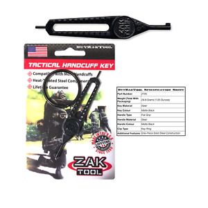 Zak Tool Super Flat Grip Universal Handcuff Key Solid Steel Black ZT25