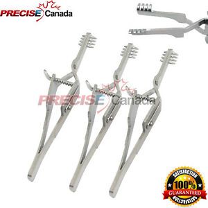 3 Automatic Cross Action Skin Retractor 4.5&#034; Blunt 4x4 Prong w/ 7 Steps Ratched