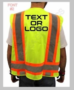 CUSTOM PRINTED HIGH-VIS SAFETY VEST YELLOW BLACK DESIGN YOUR TEXT/LOGO M-XL