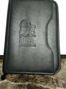 Business Leather Portfolio Zippered Notebook Binder Office Organizer