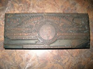 1/2 Cent Engraved Printing Plate Die Wood Suhrs Cut Rate Pharmacy Hoboken NJ