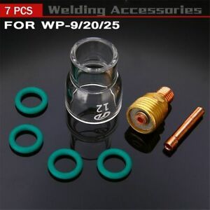 7pcs Glass Cup Kit Plastic Stubby Collets Body Gas Lens Welding Torch Pyrex Tool