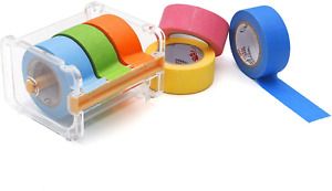 HERNGEE Masking Tape with Washi Tape Dispenser, 6pk of 1inchx16.4yd Easy Removal